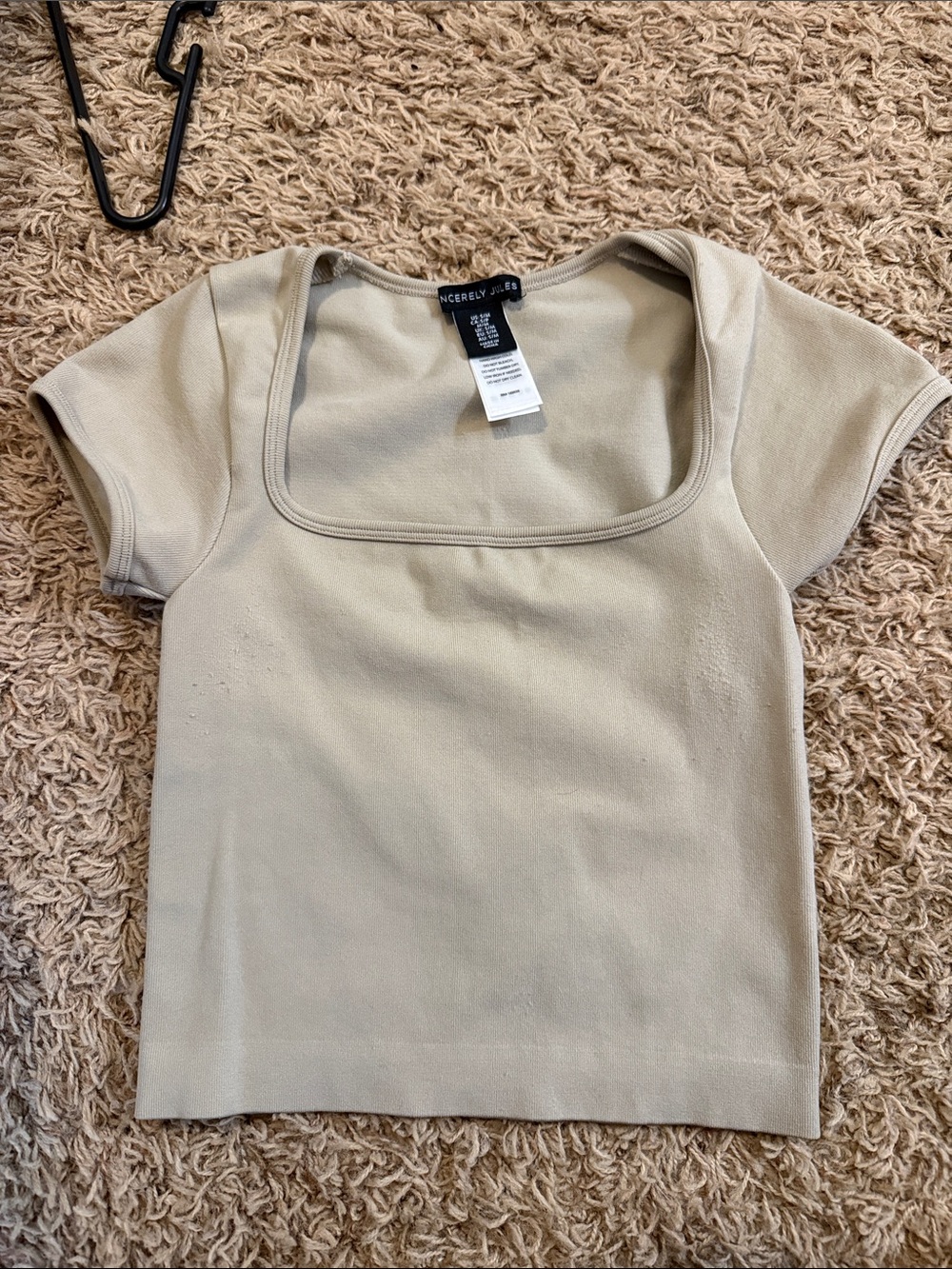 Sincerely Jules Short Sleeve Square Neck Top — Cream